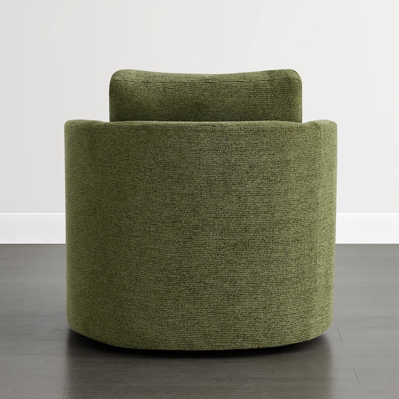 Spruce & Spring Modern Upholstered Swivel Barrel Accent Chair with Ottoman & Removable Slipcover