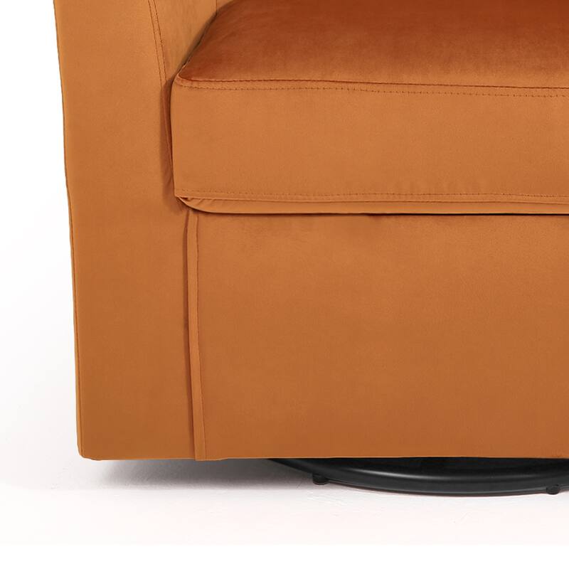 Modern Velvet Upholstered Swivel Barrel Chair for Living Room Lounge
