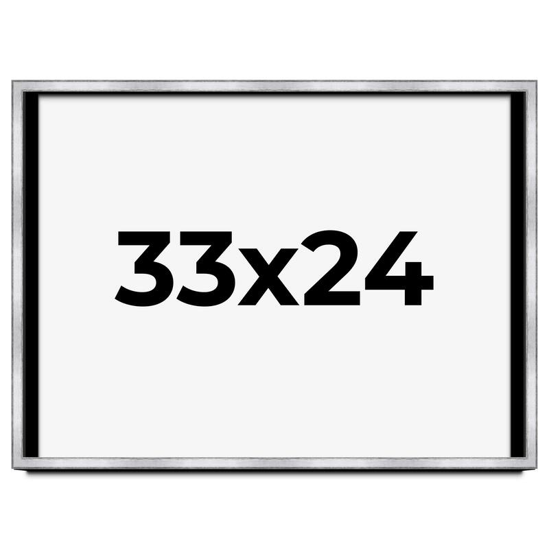 33x24 Shadow Box Frame Silver | 1.375 Inches Deep Real Wood