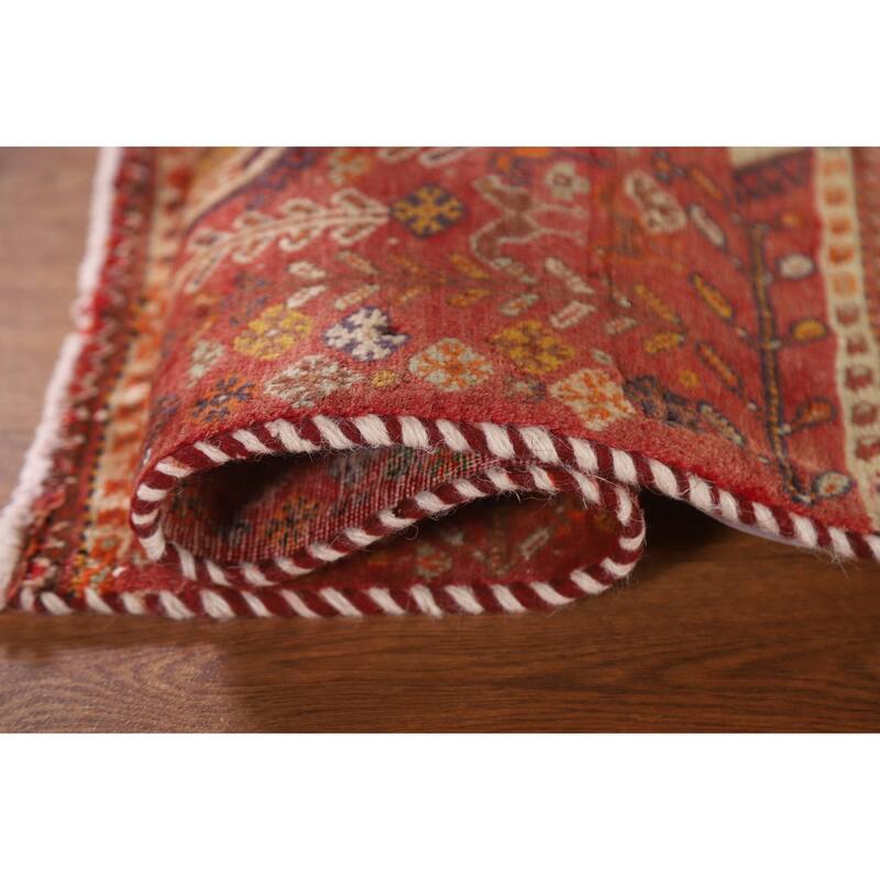 Tribal Geometric Shiraz Persian Square Rug Vintage Wool Carpet - 2'0"x 2'5"