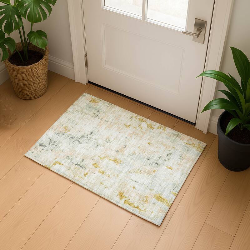 Premium Washable Super Soft Abstract Vintage Mayfield Rug - Beige - 1'8" x 2'6"