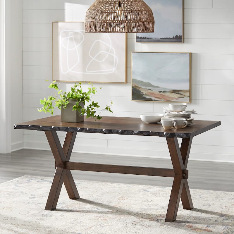 Simple Living Mandeville Live Edge Solid Wood Walnut Dining Table - Walnut