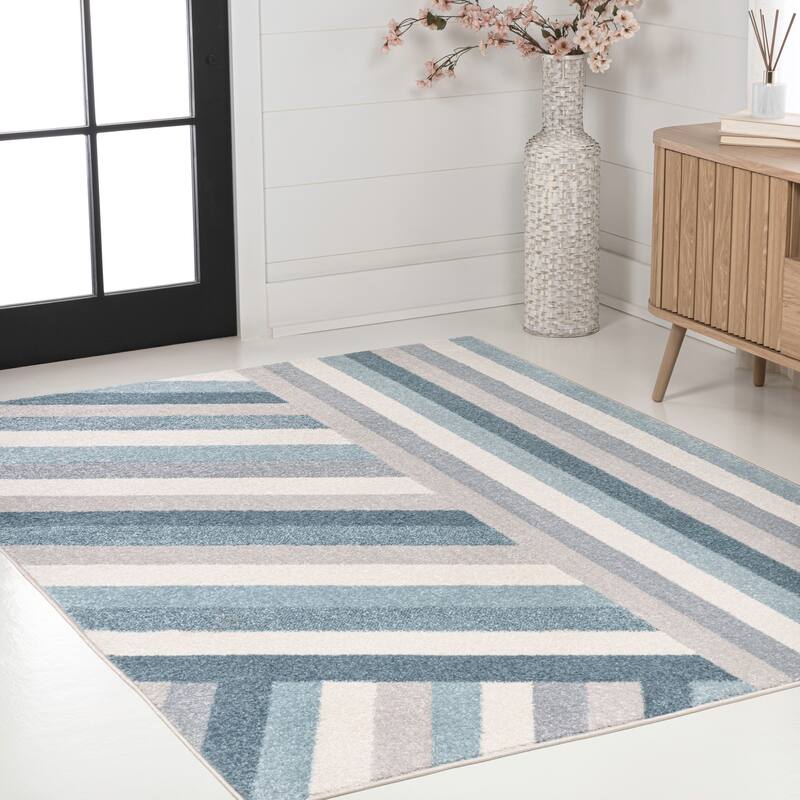 JONATHAN Y Kingdarr Rainbow Contemporary Stripe Multi Area Rug