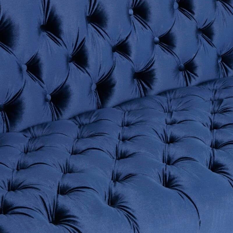 Modern 86.75" Faux Leather Button Tufted 3-seater Sofa with Smooth T-shaped Iron Legs for Living Room