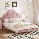 preview thumbnail 11 of 14, Queen Size Velvet Upholstered Platform Bed with Petal Shaped Headboard