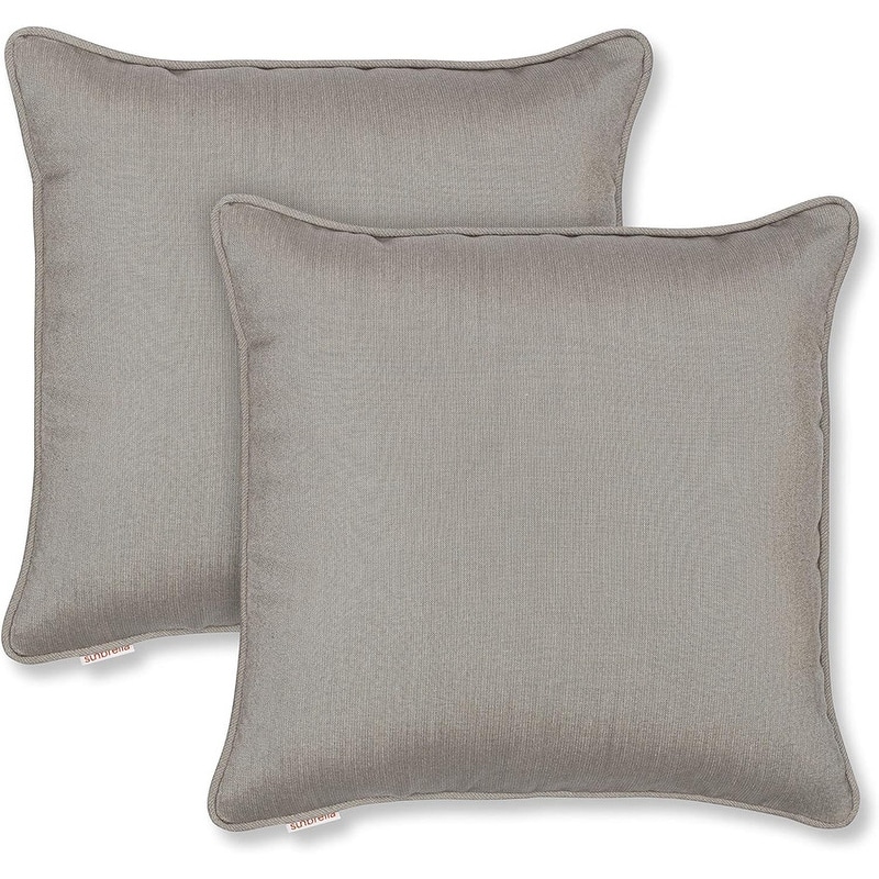 Sunbrella by Austin Horn Classics Corded-Edge Filled Pillow (Set of 2) - 18x18 - Dove