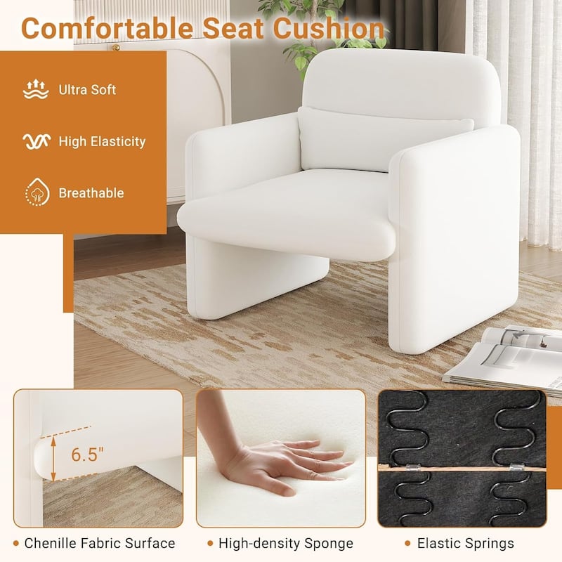 1/2 PCS Modern Accent Chair Chenille Single Sofa Chair w/Deep Seat
