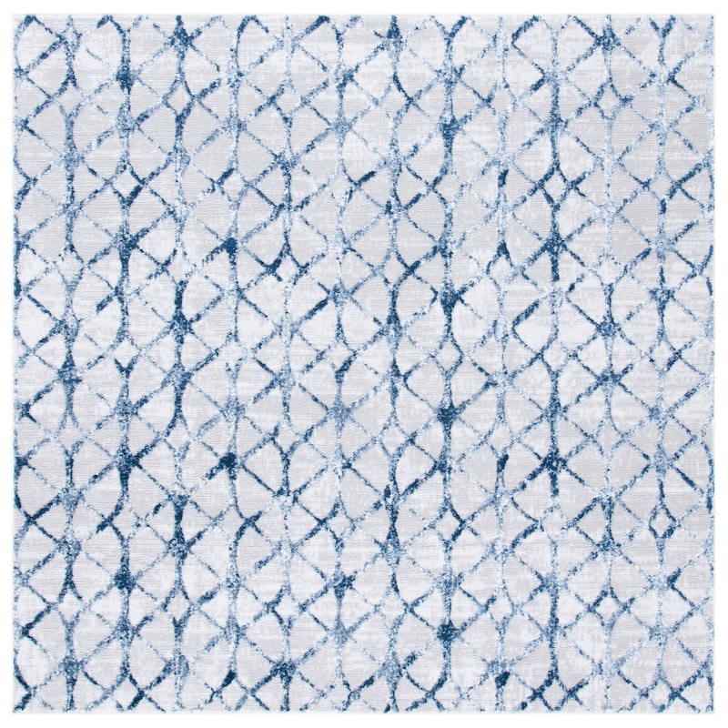 SAFAVIEH Amelia Tanasa Geometric Distressed Rug - 6'7" Square - Grey/Navy