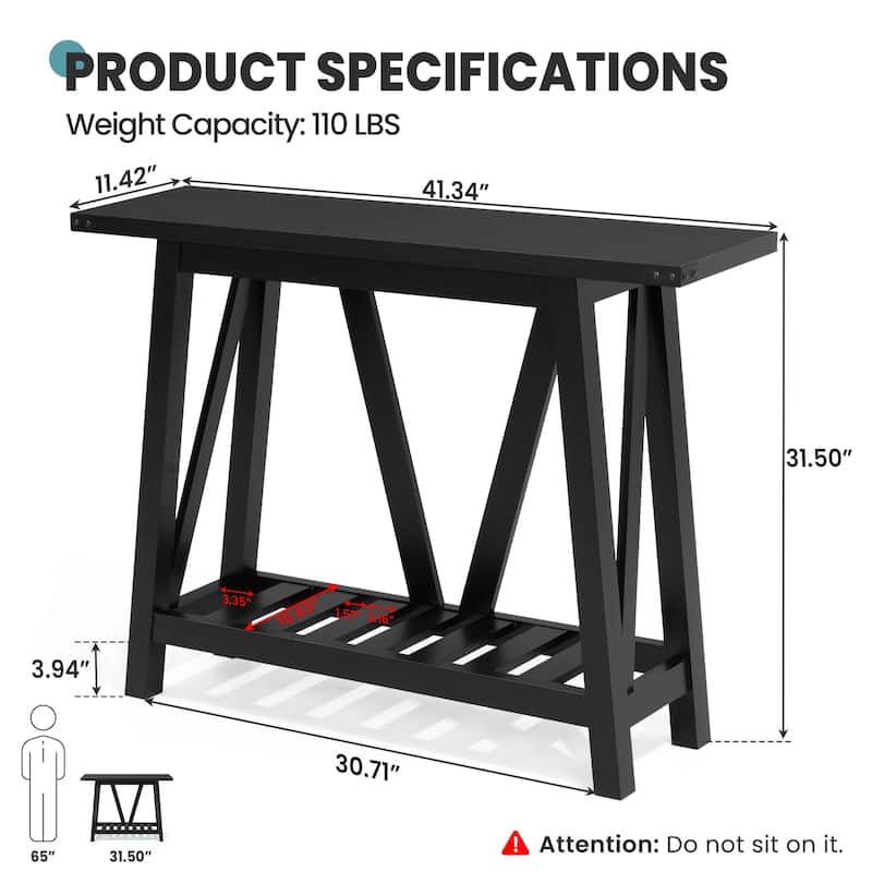 Crestlive Console Table, Entryway Table, Sofa Table with 2-Tier Storage