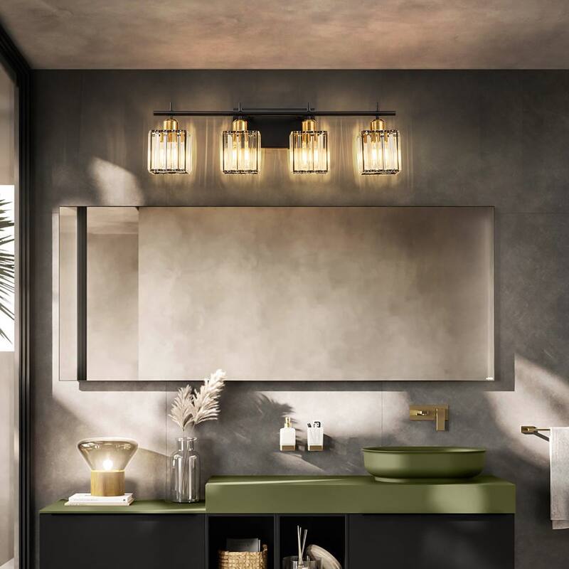 Starsky 3/4-Light Modern Dimmable Bathroom Crystal Vanity Light Wall Sconces with Crystal Shade