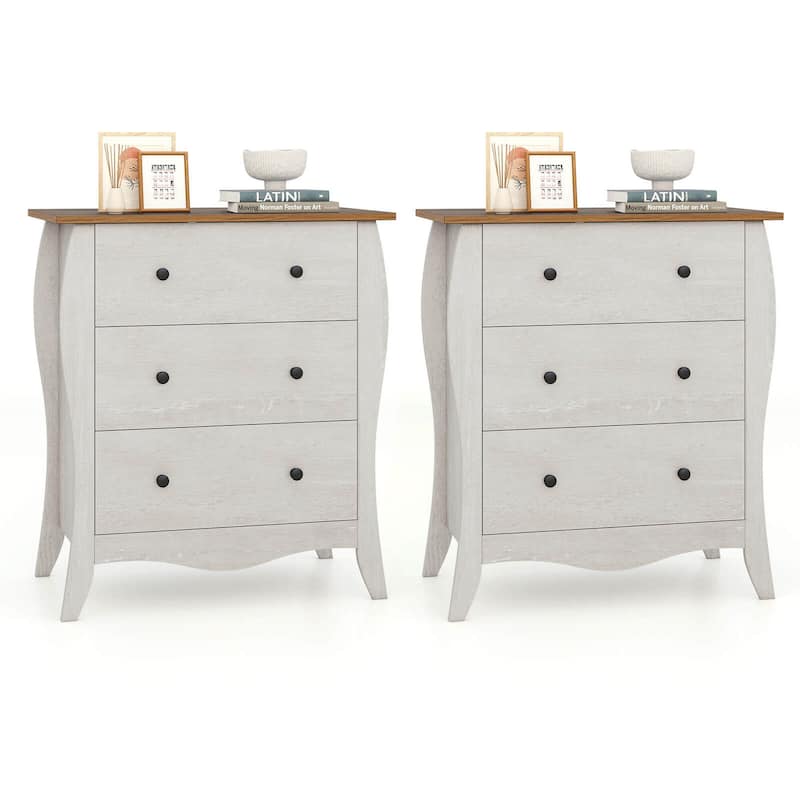 1/2 pcs Storage Cabinet 30" Floor Cabinet w/3 Foldable Fabric Drawers - Grey - 6-drawer