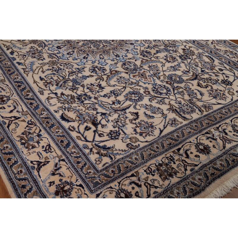 Floral Medallion Nain Persian Area Rug Handmade Wool Carpet - 7'9"x 11'3"