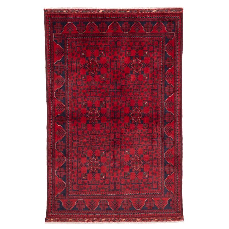 ECARPETGALLERY Hand-knotted Finest Khal Mohammadi Red Wool Rug - 4'0 x 6'1