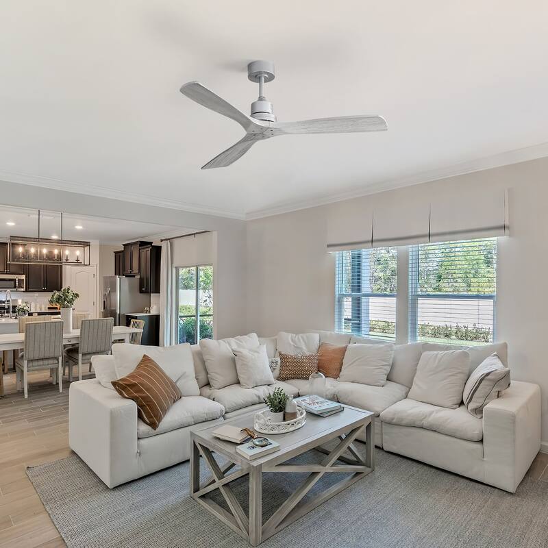 52''/60" Large Ceiling Fan without Lights, Remote Control and Reversible Motor Included, 3 Wood Blades