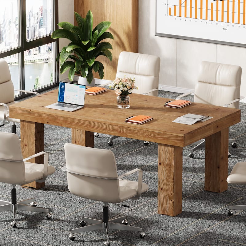 Solid Wood Executive Desk, 63 Inches Large Computer Office Desk Workstation