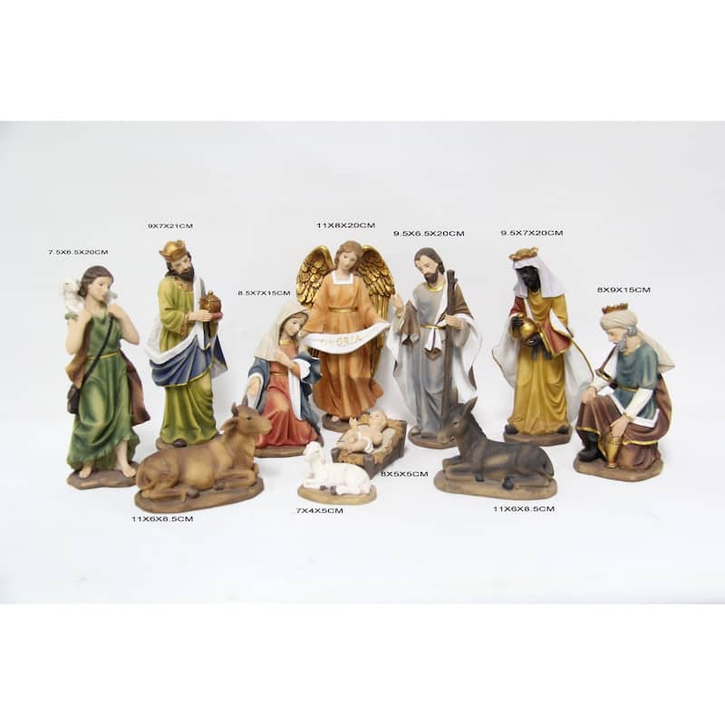 Ornate Christmas Nativity Set - 8" - 11 - Piece