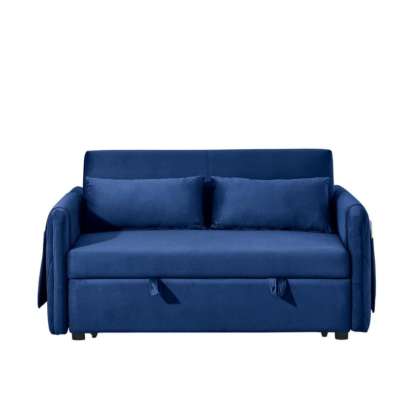 Multifunctional Pull-Out Sofa Bed, Convertible Sleeper Sofa Bed with Storage Bag, Upholstered Armsofa for Bedroom