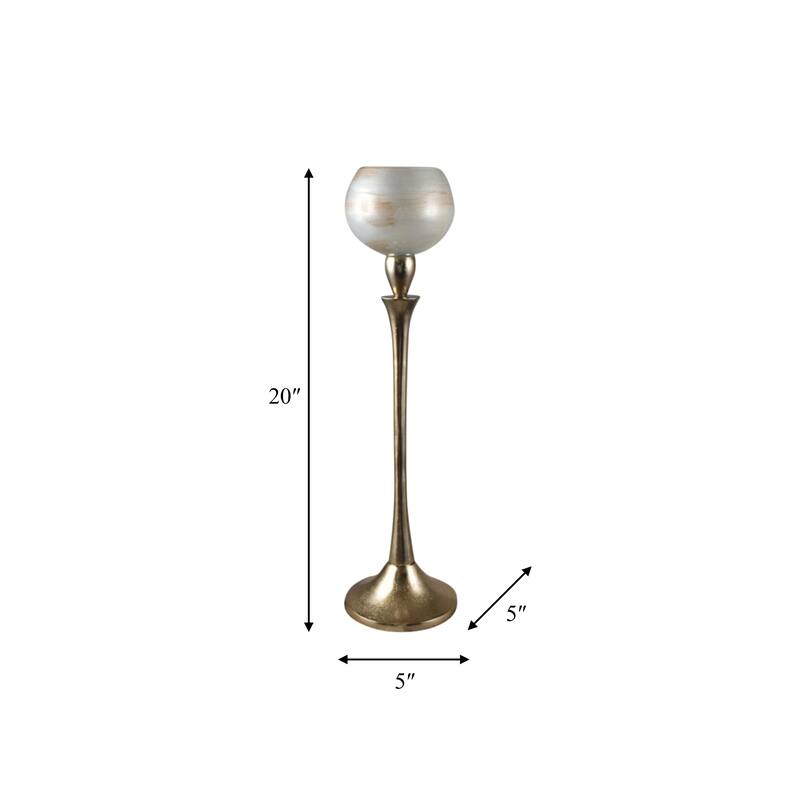 20" Glass Opal Goblet Votive Holder Contemporary Elegant Glass and Aluminum Decorative Candle Display for Home, Office