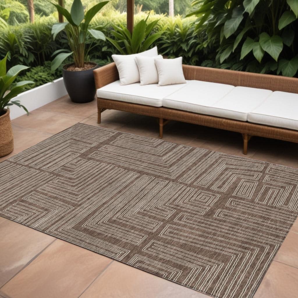 HomeRoots Geometric Transitional Rectangle Outdoor Rug