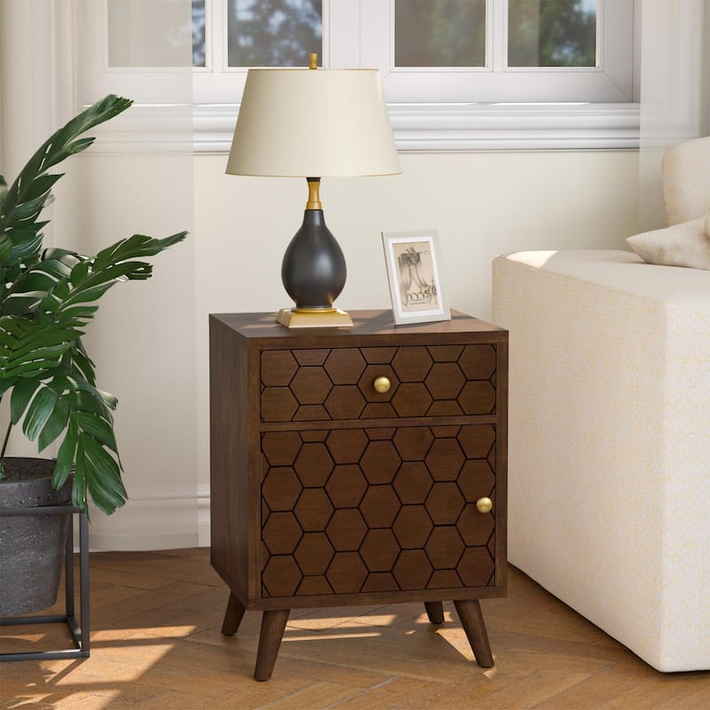 SUNBURY Mid-Century Modern Nightstands with Drawers (Set of 2)