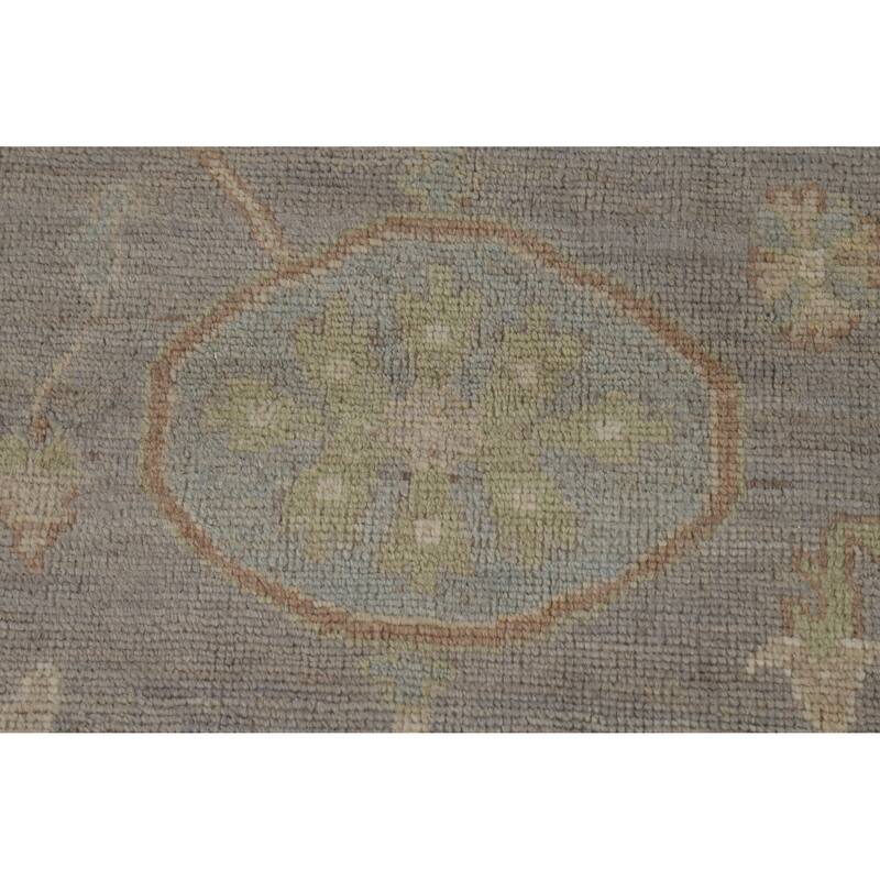 Hand Knotted Oriental 100% Wool Carpet Transitional All-Over Greys & Charcoal Oushak Area Rug - 12' 0'' X 9' 0''
