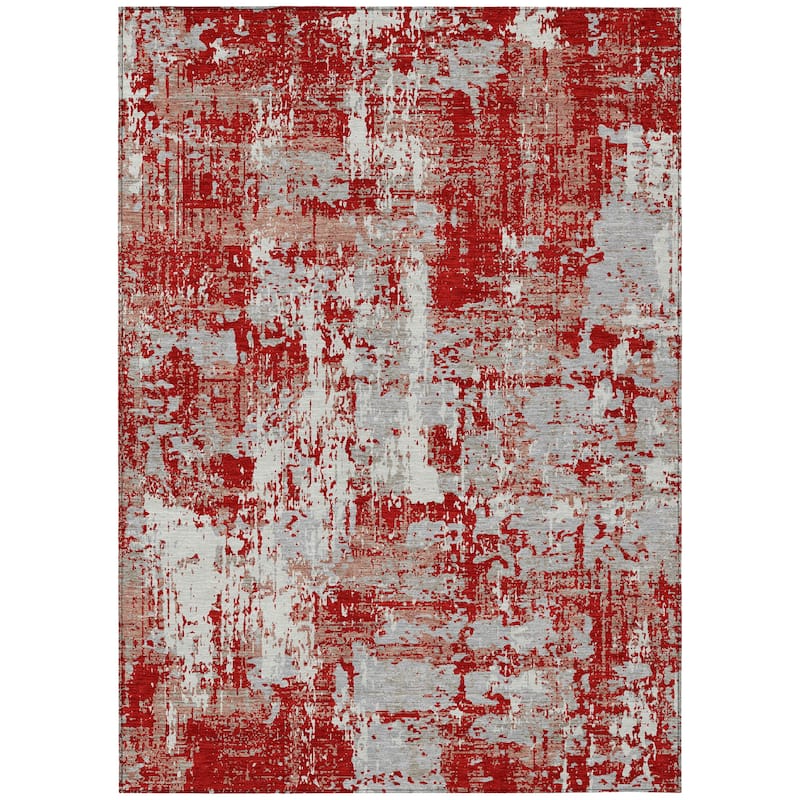 Machine Washable Indoor/ Outdoor Abstract Chantille Rug