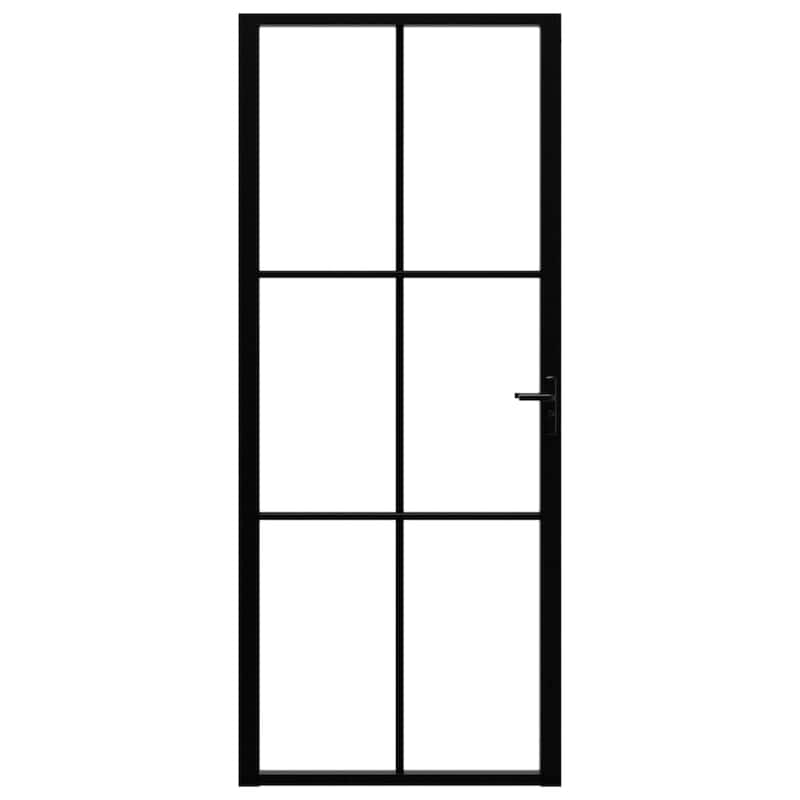 vidaXL Glass Door Interior Door with Alloy Handle ESG Glass and Aluminum Black