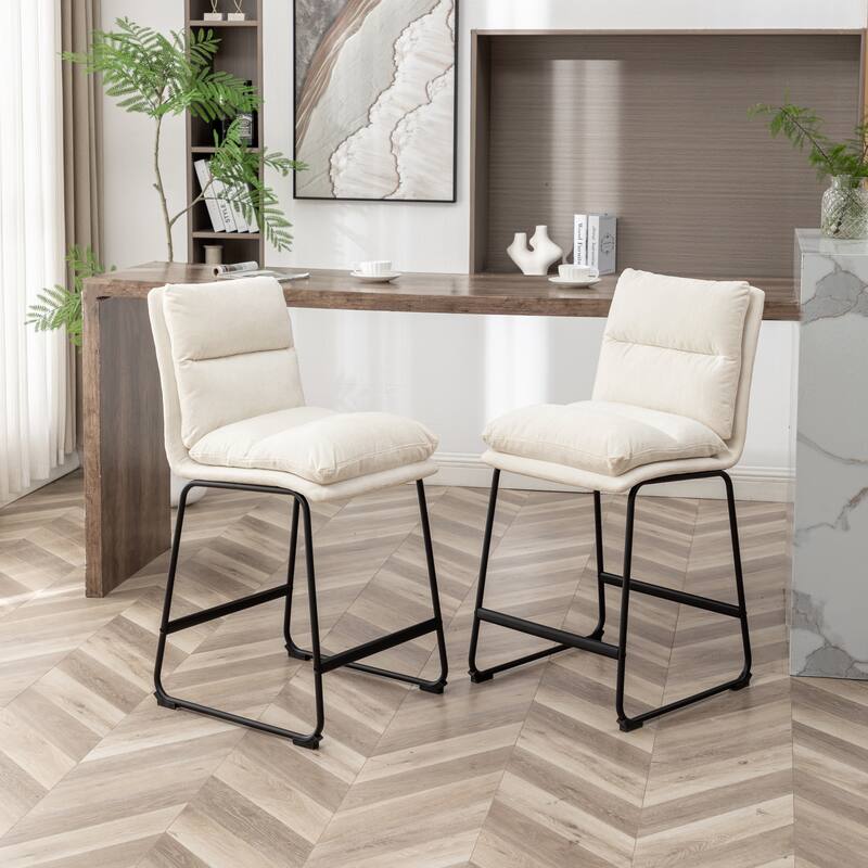 Modern 2 Piece Fabric 26 Inch Dining Chair with Footrest, Backrest, Cushion for Dining Room Kitchen Bedroom Living Room