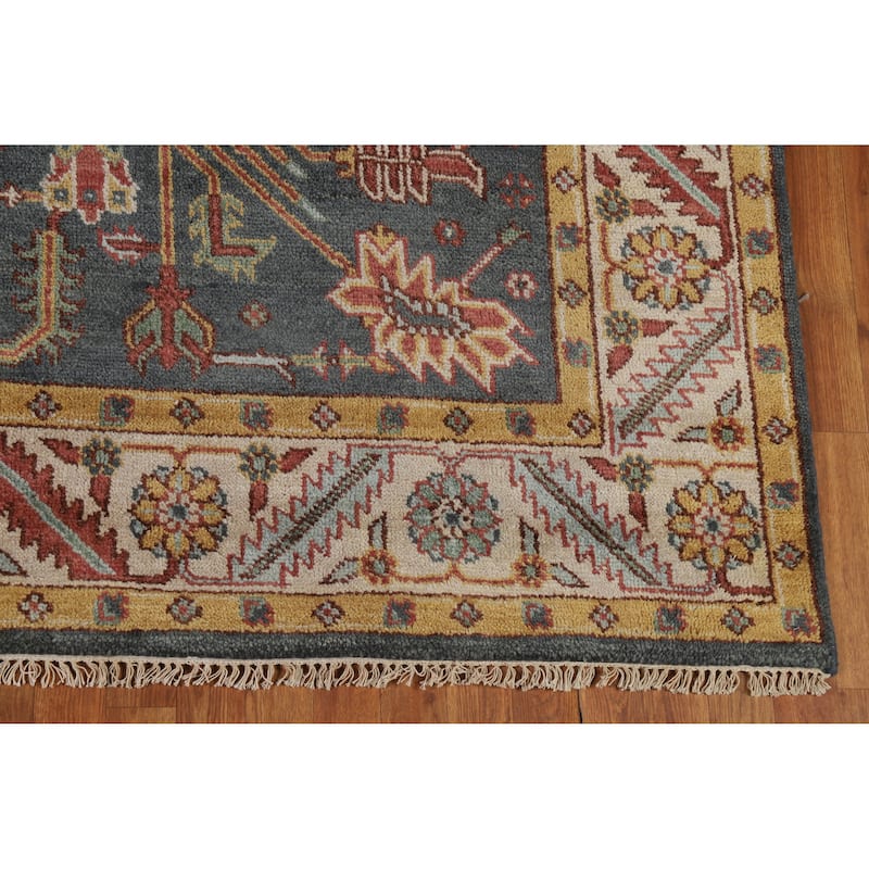 Oushak Indian Area Rug Handmade Grey Wool Carpet - 7'11" x 10'0"