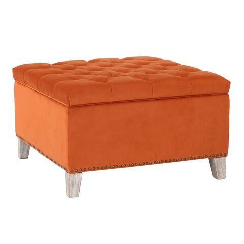 29.5" Wide Velvet Tufted Square Ottoman With Storage
