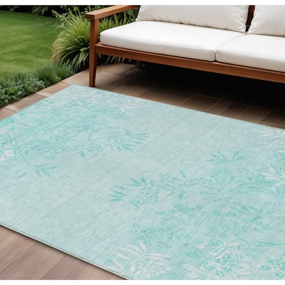 HomeRoots Floral Transitional Rectangle Outdoor Rug