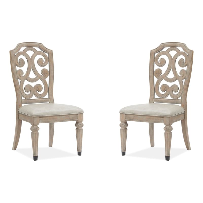Magnussen Home Marisol Fawn Upholstered Side Chair Two Pack - 21''W x 25''D x 42''H - Set of 2 - 21''W x 25''D x 42''H - Fawn - Dining Height