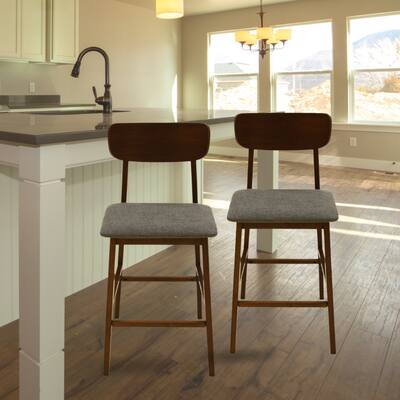 Zenvida Mid Century Counter Height Chairs, Set of 2 Modern Side Chairs Upholstered Solid Wood