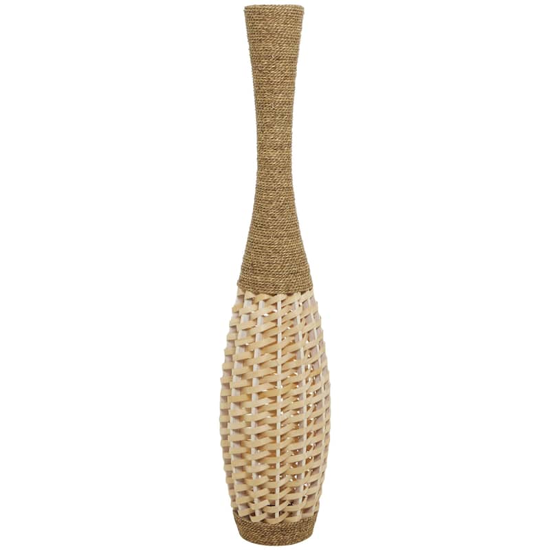 Seagrass Handmade Tall Woven Floor Vase - Brown - Roche River Decor