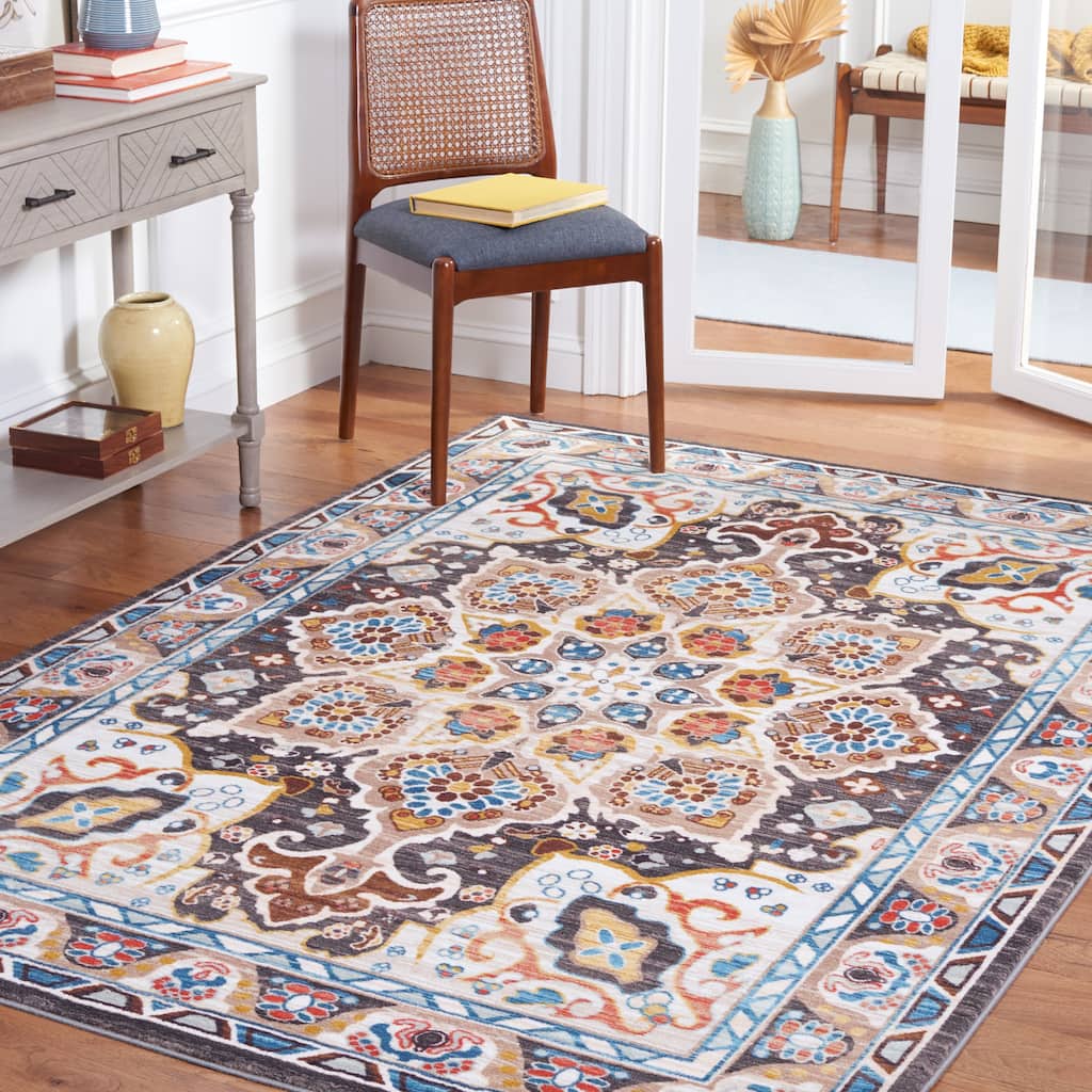 SAFAVIEH Riviera Machine Washable Slip Resistant Wilma Oriental Rug - 5'5" x 7'7"