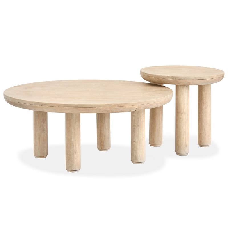 Salt Life Home Sunset Cove Sanibel Brown Nesting Cocktail Table with Casters - 38''W x 38''D x 16''H