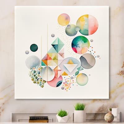 Designart 'Watercolor Multi Shape Abstract II' Modern Geometric Metal Wall Art
