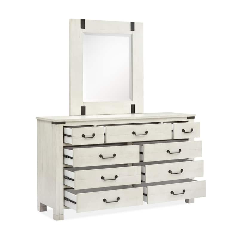 Magnussen Home Chesters Mill Alabaster Drawer Dresser with Portrait Mirror