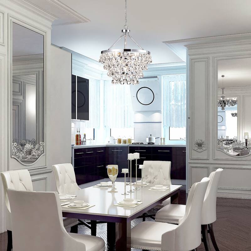 Chrome Finish 5-Light Four Tier Crystal Chandelier