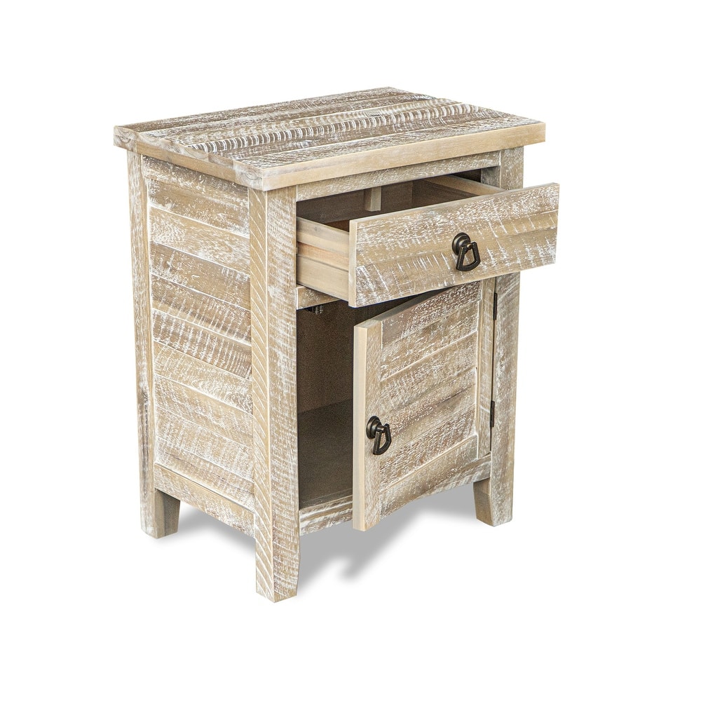 M4H 25" Antique Acacia Wood Nightstand Fully Assembled Reclaimed Look