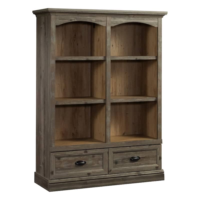 Wood Bookcase with Drawers, Brown - 46.06" W x 16.93" D x 61.30" H