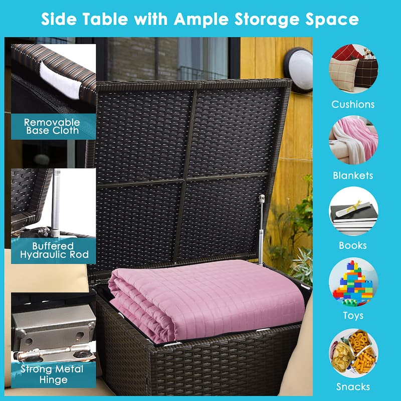 Costway 4PCS Outdoor Patio Rattan Furniture Set Cushioned Loveseat
