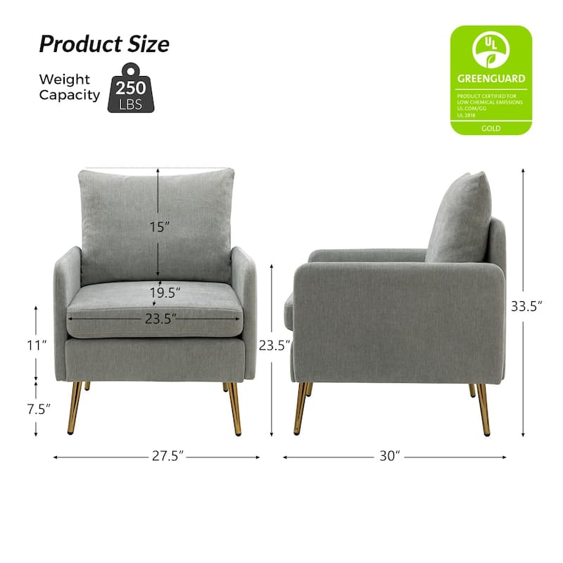 Narycia Upholstered Modern Arm Chair with Removable Cushions Set of 2 by HULALA HOME