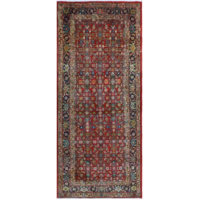 Noori Rug Fine Vintage Distressed Lucy Red/Navy Runner - 3'7" x 8'3"
