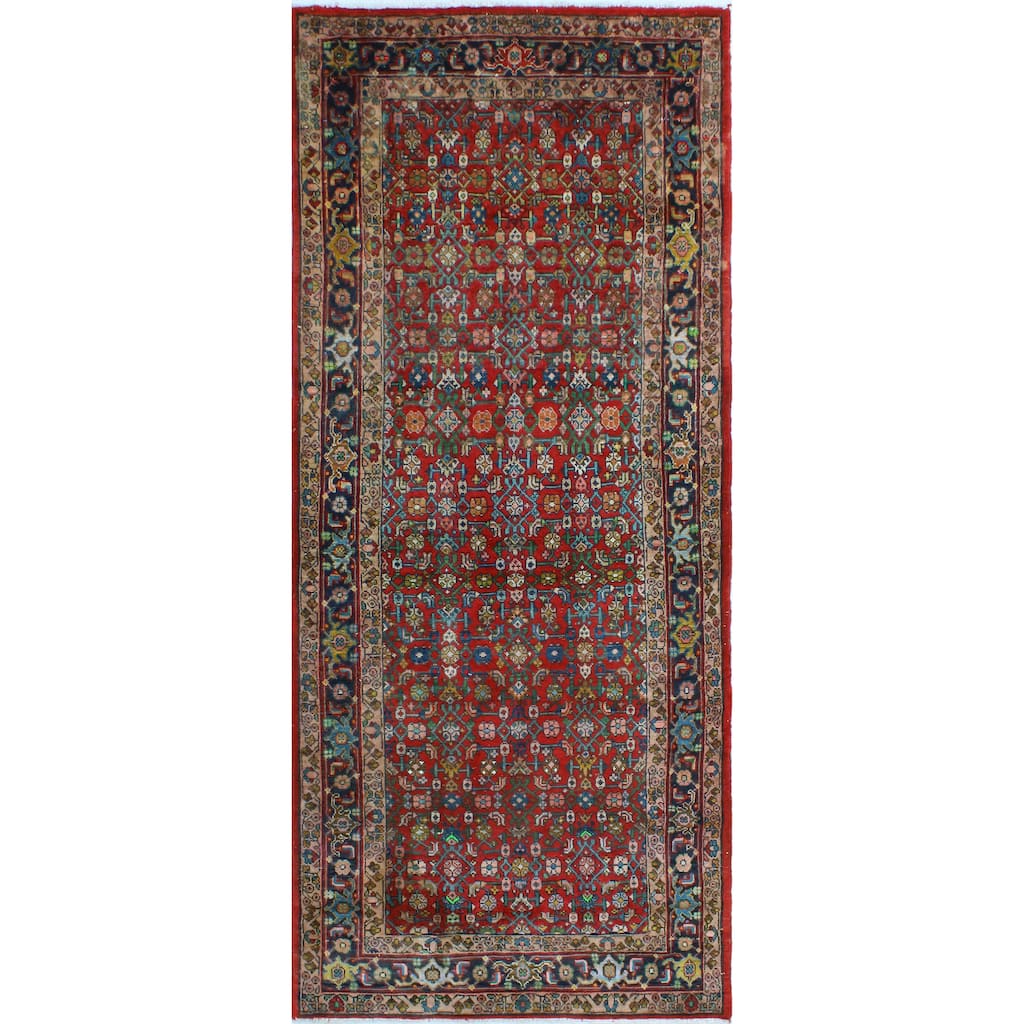 Noori Rug Fine Vintage Distressed Lucy Red/Navy Runner - 3'7" x 8'3"