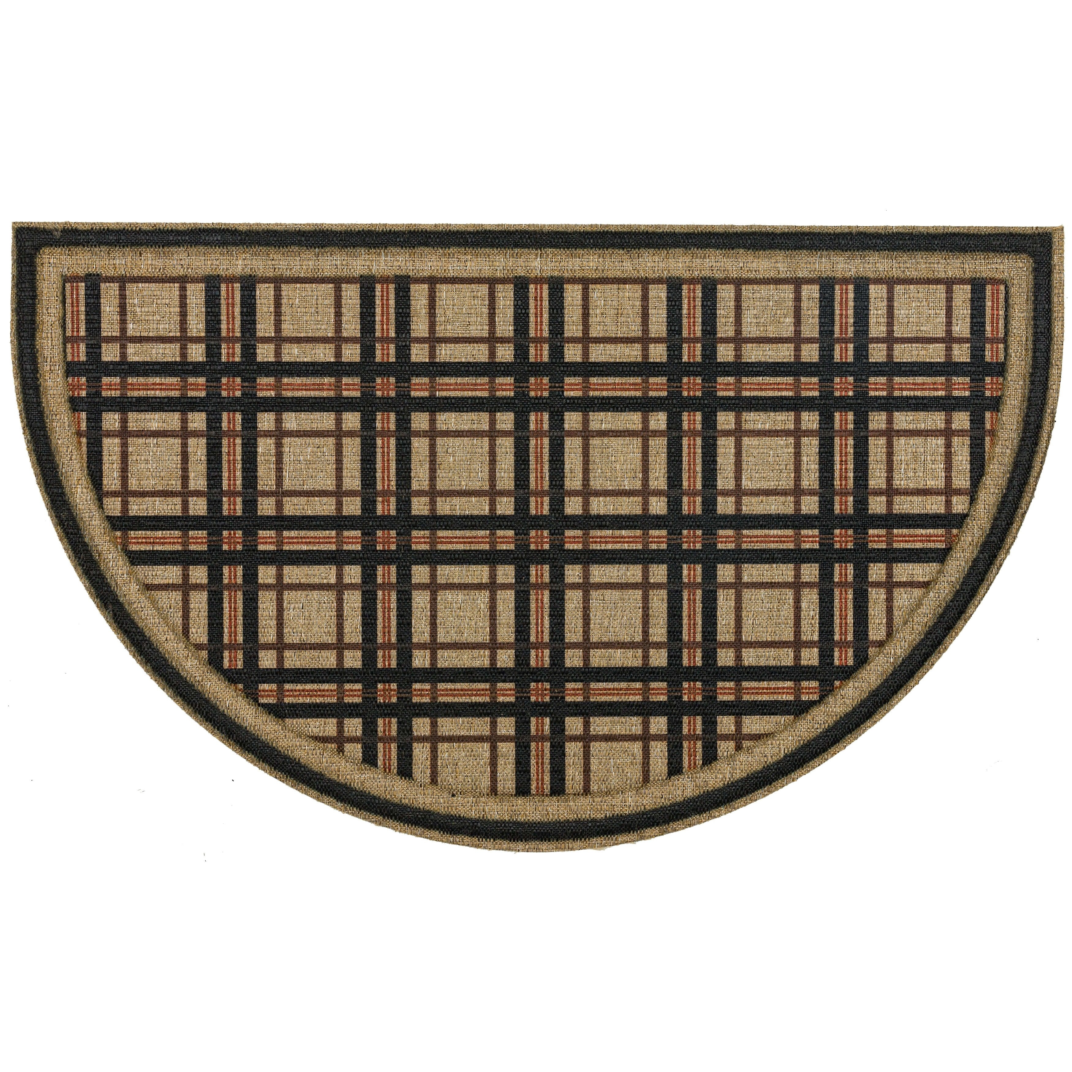 Mohawk Home Plaid Ticking Neutral 1' 6" X 2' 6" Door Mat