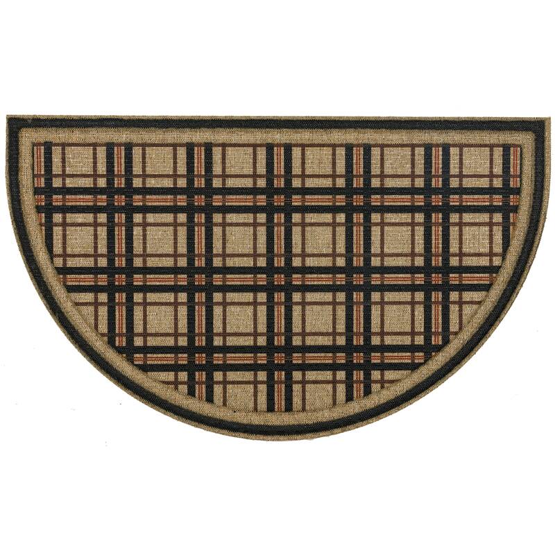 Mohawk Home Plaid Ticking Neutral 1' 6" X 2' 6" Door Mat - Tan