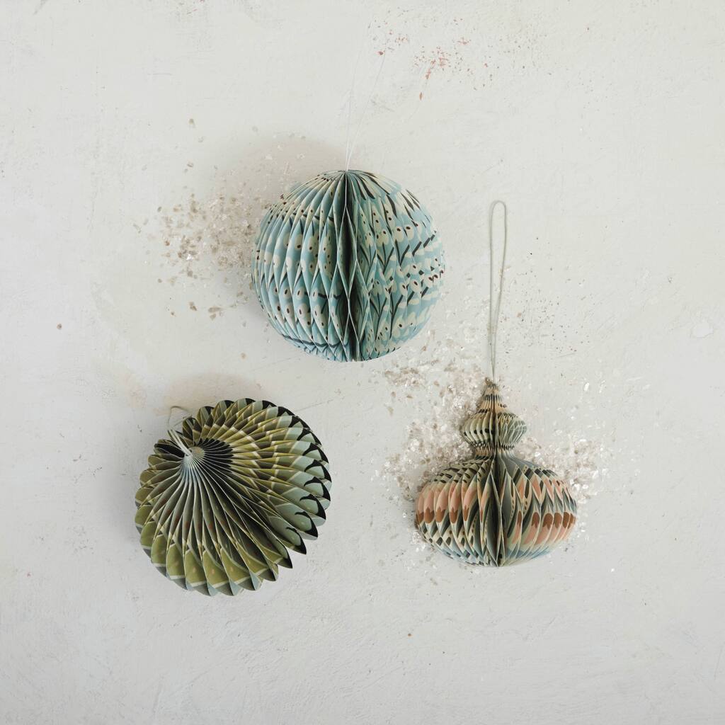 Paper Folding Honeycomb Ornament with Pattern, Set of 3