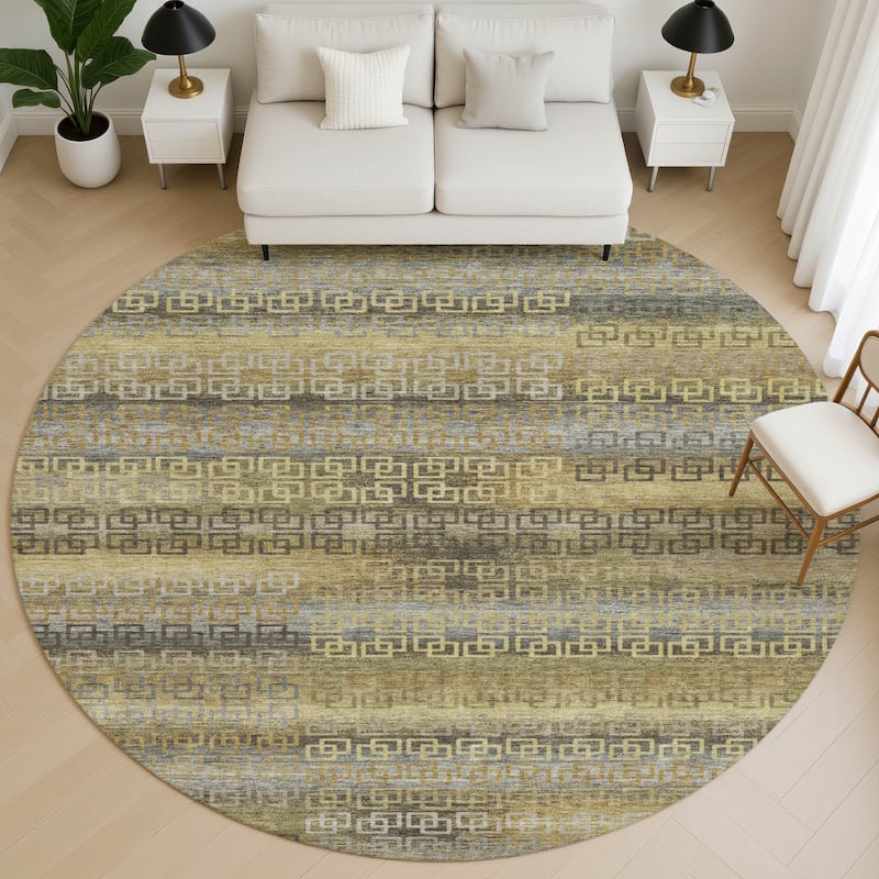 Premium Washable Super Soft Modern Stripe Mayfield Rug - Wheat - 8' x 8'