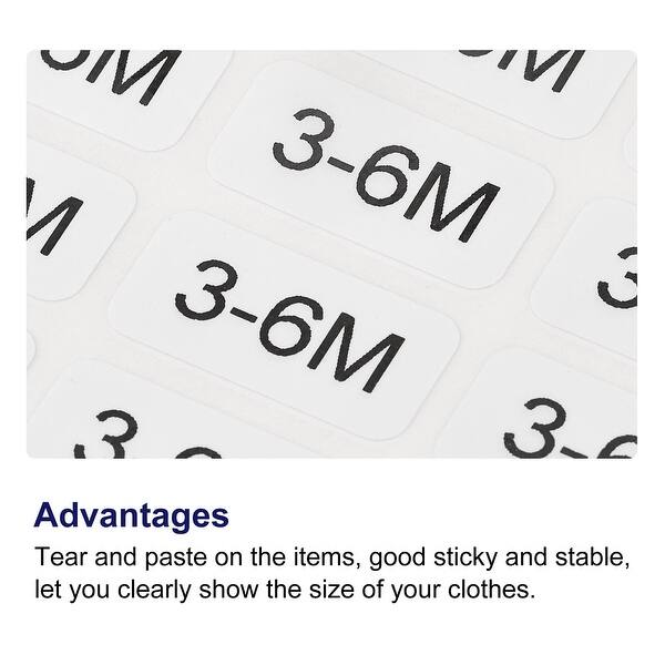 3-6 Month Clothes Size Sticker Label Clothing Size Label - Black Letter ...